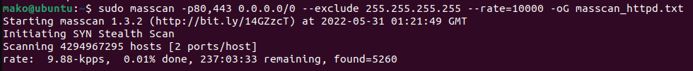 scanning the internet with masscan