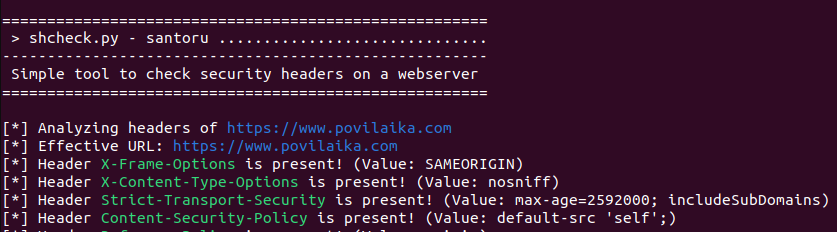 checking security headers with shcheck