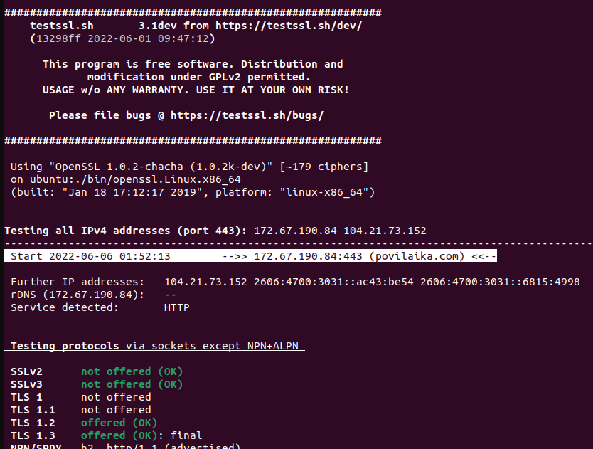 ssl/tls audit with testssl